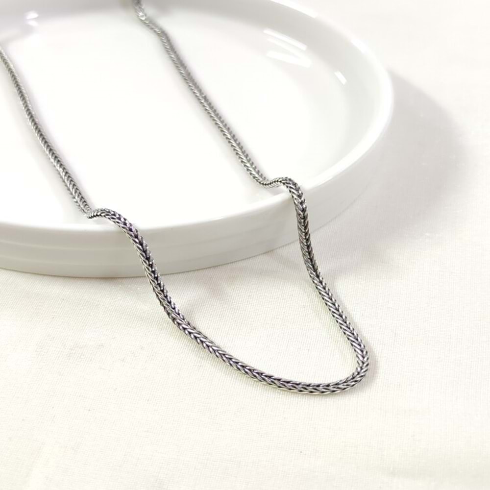 2,30 MM GÜMÜŞ TİLKİ KUYRUĞU KÜP ZİNCİR KOLYE 65 CM
