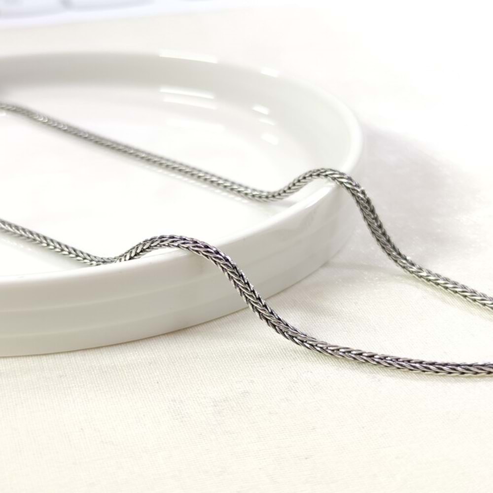 2,30 MM GÜMÜŞ TİLKİ KUYRUĞU KÜP ZİNCİR KOLYE 65 CM