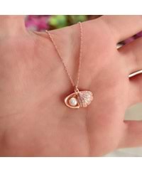 KAPAKLI İNCİLİ İSTİRİDYE DENİZ KABUĞU GÜMÜŞ KOLYE