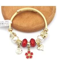 ÇELİK KIRMIZI PAPATYA TOP SALLANTILI BİLEKLİK