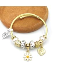 ÇELİK BEYAZ PAPATYA TOP SALLANTILI BİLEKLİK