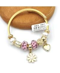 ÇELİK PEMBE PAPATYA TOP SALLANTILI BİLEKLİK