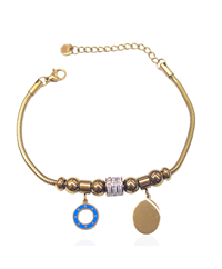 ÇELİK MAVİ MİNELİ ÇEMBER SALLANTILI TOP BİLEKLİK