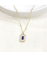 İTHAL SEDEF MAVİ TAŞLI GÜMÜŞ KOLYE 40+5CM