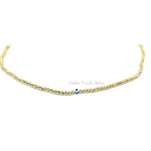 MAVİ BONCUKLU DORİCA GÜMÜŞ KOLYE - ALTIN KAPLAMA (SARI) - GYS00524-ALTIN KAPLAMA (SA-STD