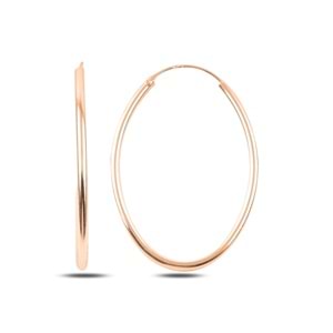 25 x 35 MM OVAL HALKA GÜMÜŞ KÜPE - ROSE ALTIN KAPLAMA