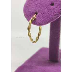 20 MM ZİNCİR BURGULU GÜMÜŞ HALKA KÜPE - ALTIN KAPLAMA