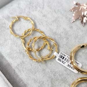 20 MM ZİNCİR BURGULU GÜMÜŞ HALKA KÜPE - ALTIN KAPLAMA