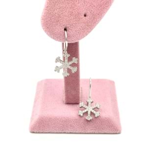 SALLANTILI KAR TANESİ GÜMÜŞ KÜPE - RODYUM BEYAZ