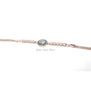 OVAL ELMAS MONTÜRLÜ KÜP GÜMÜŞ BİLEKLİK