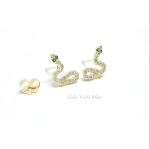 ZİRKON TAŞLI YILAN GÜMÜŞ KÜPE - ALTIN KAPLAMA (SARI) - GYS01709-ALTIN KAPLAMA (SA-STD