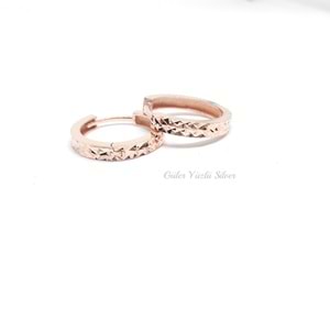 15 MM KRİSTAL DESEN HALKA GÜMÜŞ KÜPE - RODYUM KAPLAMA (BEYAZ)