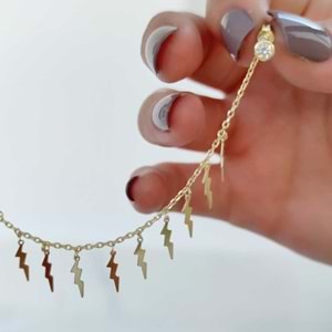 SALLANTILI ŞİMŞEK - TEK - GÜMÜŞ KÜPE - ALTIN SARI