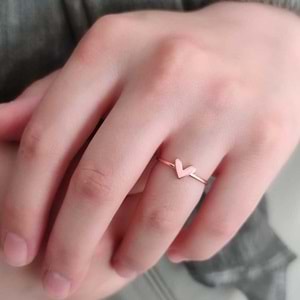 MİNELİ KALP GÜMÜŞ YÜZÜK - SU YEŞİLİ