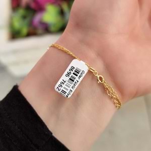 LAZER KALEMLİ BAGET TAŞLI YILDIZ GÜMÜŞ BİLEKLİK - ALTIN SARI