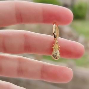 ANANAS - TEK - HALKA GÜMÜŞ KÜPE - ROSE BAKIR