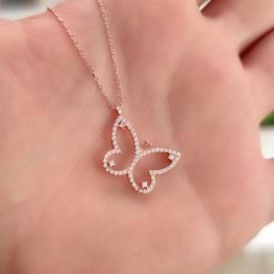 KELEBEK GÜMÜŞ KOLYE - RODYUM BEYAZ