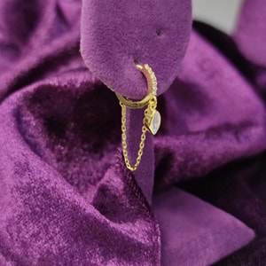 MEKİK MİNİMAL ZİNCİRLİ - TEK - HALKA GÜMÜŞ KÜPE - ALTIN SARI