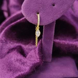 MEKİK MİNİMAL ZİNCİRLİ - TEK - HALKA GÜMÜŞ KÜPE - ALTIN SARI