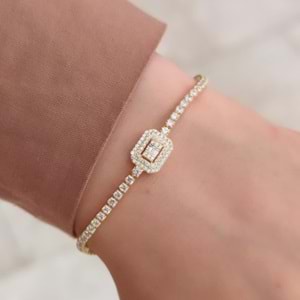 İTHAL SU YOLU BAGET GÜMÜŞ BİLEKLİK - ALTIN SARI