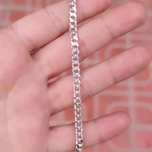 4 MM ERKEK ZİNCİR GURMET GÜMÜŞ BİLEKLİK 20 CM