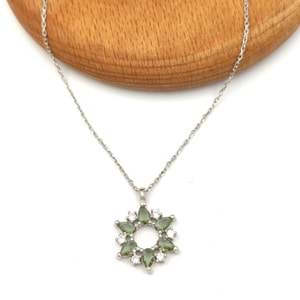 SULTANİT TAŞLI ÇİÇEK GÜMÜŞ KOLYE - RODYUM BEYAZ