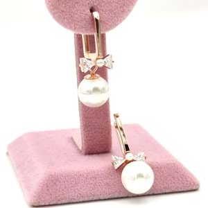 İTHAL FİYONK DETAY GÜMÜŞ İNCİ U KÜPE - ROSE BAKIR