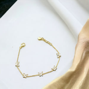 İTHAL BEŞLİ KELEBEK GÜMÜŞ BİLEKLİK - ALTIN SARI