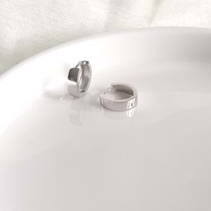 1 CM DÜZ HALKA GÜMÜŞ KÜPE - RODYUM BEYAZ