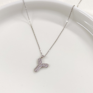 Y TAŞLI GÜMÜŞ HARF KOLYE - RODYUM BEYAZ