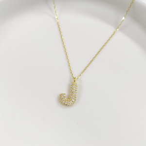 J TAŞLI GÜMÜŞ HARF KOLYE - ALTIN SARI