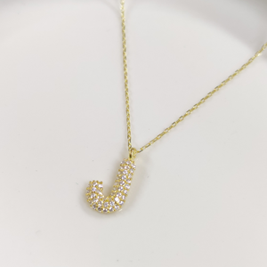 J TAŞLI GÜMÜŞ HARF KOLYE - ALTIN SARI