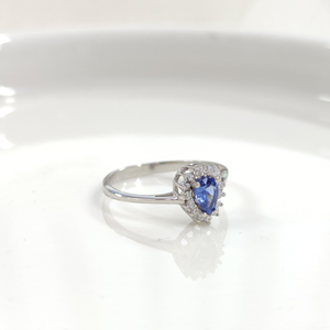 MAVİ TAŞLI DAMLA GÜMÜŞ YÜZÜK - 18