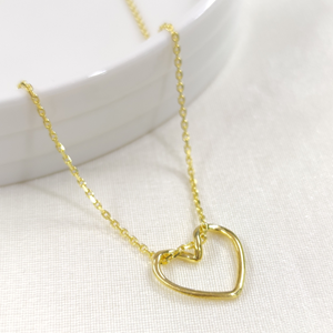 KALP GÜMÜŞ KOLYE - ALTIN SARI