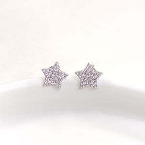 10 MM YILDIZ ÇİVİ GÜMÜŞ KÜPE - RODYUM BEYAZ