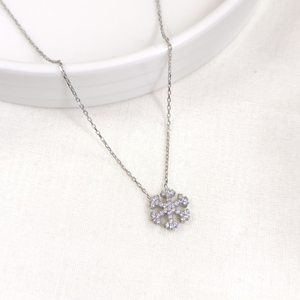 12 MM KAR TANESİ GÜMÜŞ KOLYE 45 CM - RODYUM BEYAZ