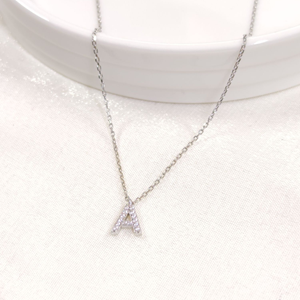 1 CM TAŞLI A HARF GÜMÜŞ KOLYE 40+5 CM - RODYUM BEYAZ