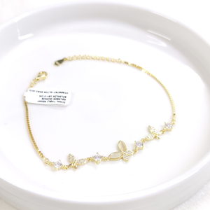 İTHAL TAŞLI SEDEF KELEBEK GÜMÜŞ BİLEKLİK 18+3 CM - ALTIN SARI