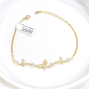 İTHAL TAŞLI SEDEF KELEBEK GÜMÜŞ BİLEKLİK 18+3 CM - ALTIN SARI