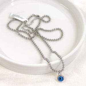 FULLYX NAZAR BONCUKLU TOP ZİNCİRLİ KOLYE BEYAZ 50+5 CM