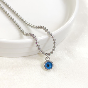 FULLYX NAZAR BONCUKLU TOP ZİNCİRLİ KOLYE BEYAZ 50+5 CM