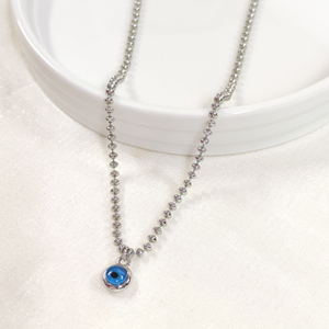 FULLYX NAZAR BONCUKLU TOP ZİNCİRLİ KOLYE BEYAZ 50+5 CM