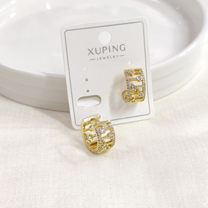 XUPING 12 MM TAŞLI ŞERİT HALKA KÜPE GOLD