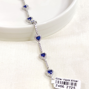 MAVİ KALP GÜMÜŞ BİLEKLİK