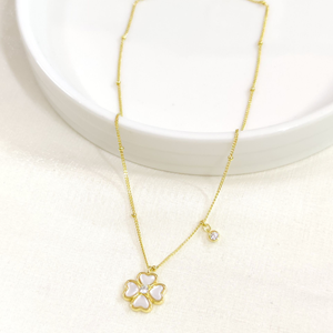 İTHAL SEDEF YONCA GÜMÜŞ KOLYE 40+5CM - ALTIN SARI