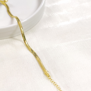 İTHAL 3,5 MM YASSI GÜMÜŞ BİLEKLİK - ALTIN SARI