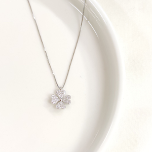 İTHAL 10 MM TAŞLI YONCA GÜMÜŞ KOLYE