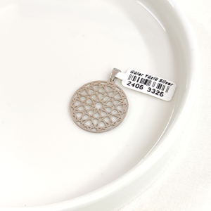 YILDIZ MOTİFLİ PLAKA GÜMÜŞ KOLYE UCU 25MM