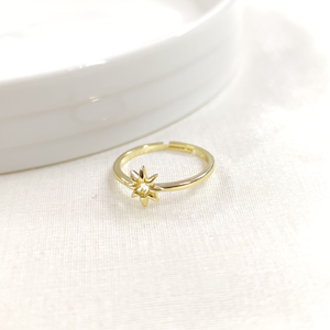 GÜNEŞ AYARLANABİLİR GÜMÜŞ YÜZÜK - ALTIN SARI