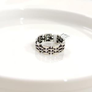 7,40 MM GÜMÜŞ DESENLİ OKSİTLİ ALYANS YÜZÜK